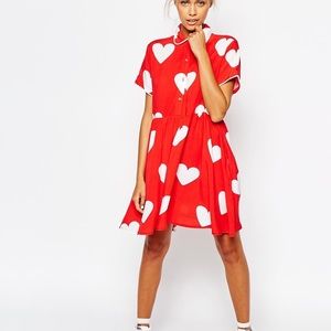 Lazy Oaf Hearts Red Button Dress